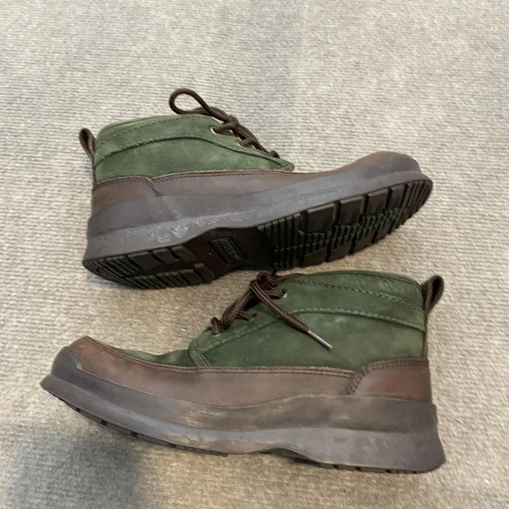 Cole Haan Boots Mens Size 7.5‎ Green Brown Leather Chukka Plaid Lined Casual